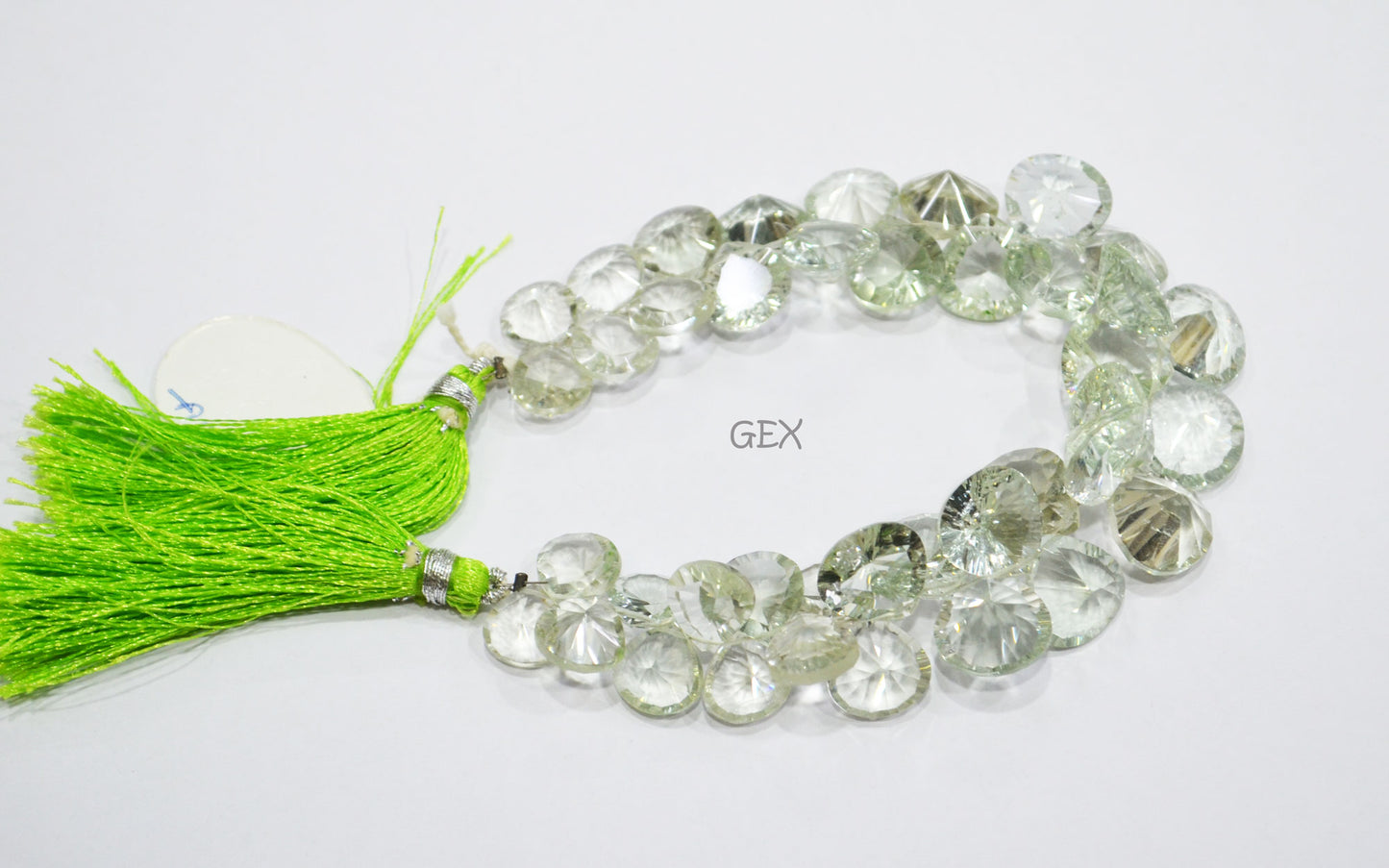 Green Amethyst Concave Cut Heart Shape Beads , Green Amethyst Concave Cut Briolettes , Sold By Strand , 10x10 - 14x14 mm , 7 Inches , BL-2689