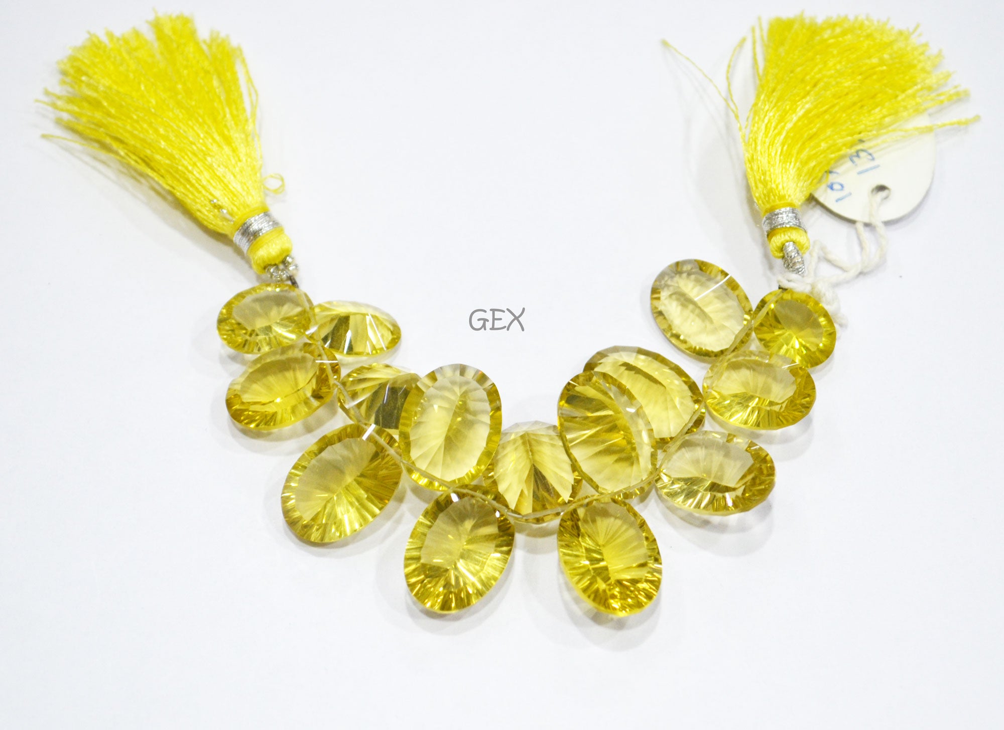 Lemon Quartz Concave Cut Oval Shape Beads , Lemon Quartz Concave Cut Briolettes , 10x12 - 13x18 mm , 4 Inches , BL-2690