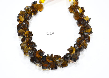 Beer Quartz Faceted Star Shape Beads , 7 - 10 mm , 8 Inches , BL-2696