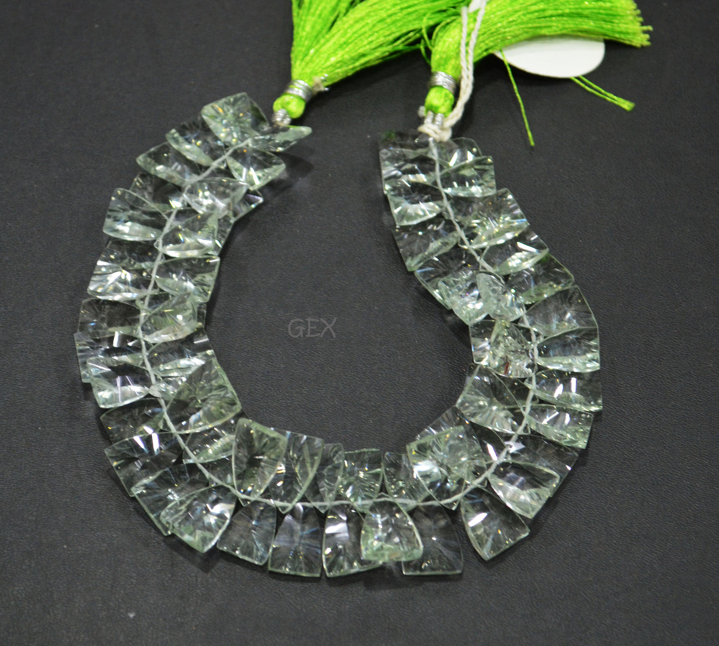 Green Amethyst Concave Cut Nail Shape Beads , 10x14 - 10x15 mm , 9 Inches , BL-2707