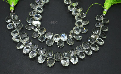 Green Amethyst Concave Cut Oval Shape Beads , Sold By Strand , 8x10 - 10x14 mm , 7 Inches , BL-2710