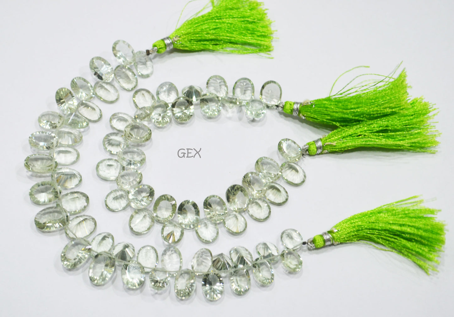 Green Amethyst Concave Cut Oval Shape Beads , Sold By Strand , 8x10 - 10x14 mm , 7 Inches , BL-2710