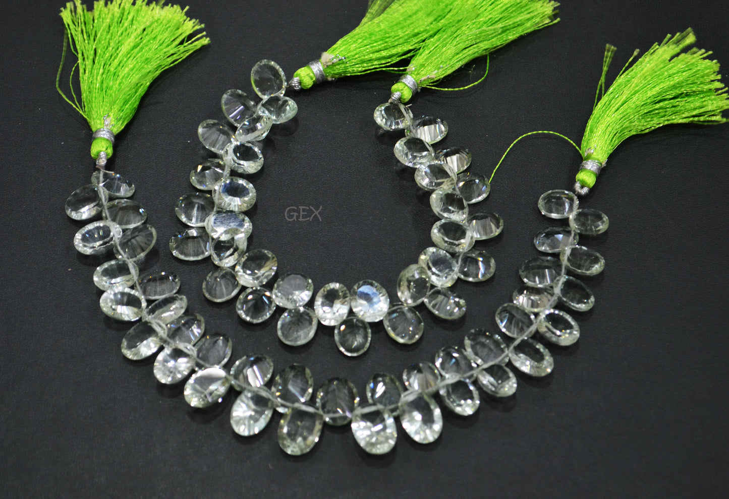 Green Amethyst Concave Cut Oval Shape Beads , Sold By Strand , 8x10 - 10x14 mm , 7 Inches , BL-2710