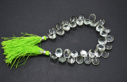 Green Amethyst Concave Cut Oval Shape Beads , Sold By Strand , 8x10 - 10x14 mm , 7 Inches , BL-2710