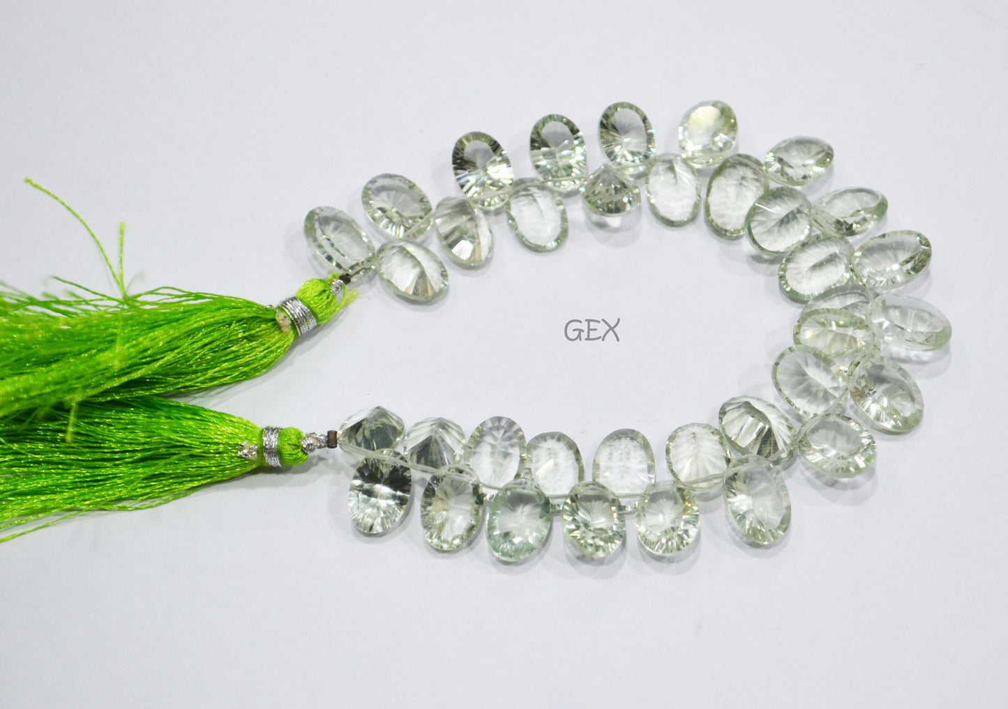Green Amethyst Concave Cut Oval Shape Beads , Sold By Strand , 9x11 - 10x14 mm , 7.50 Inches , BL-2711