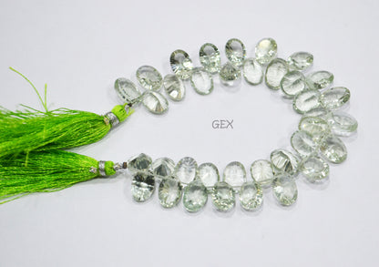 Green Amethyst Concave Cut Oval Shape Beads , Sold By Strand , 9x11 - 10x14 mm , 7.50 Inches , BL-2711