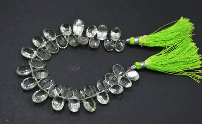 Green Amethyst Concave Cut Oval Shape Beads , Sold By Strand , 9x11 - 10x14 mm , 7.50 Inches , BL-2711