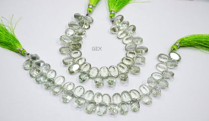Green Amethyst Concave Cut Oval Shape Beads , Sold By Strand , 9x11 - 10x14 mm , 7.50 Inches , BL-2711