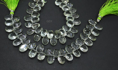 Green Amethyst Concave Cut Oval Shape Beads , Sold By Strand , 9x13 - 10x14 mm , 7.50 Inches , BL-2713