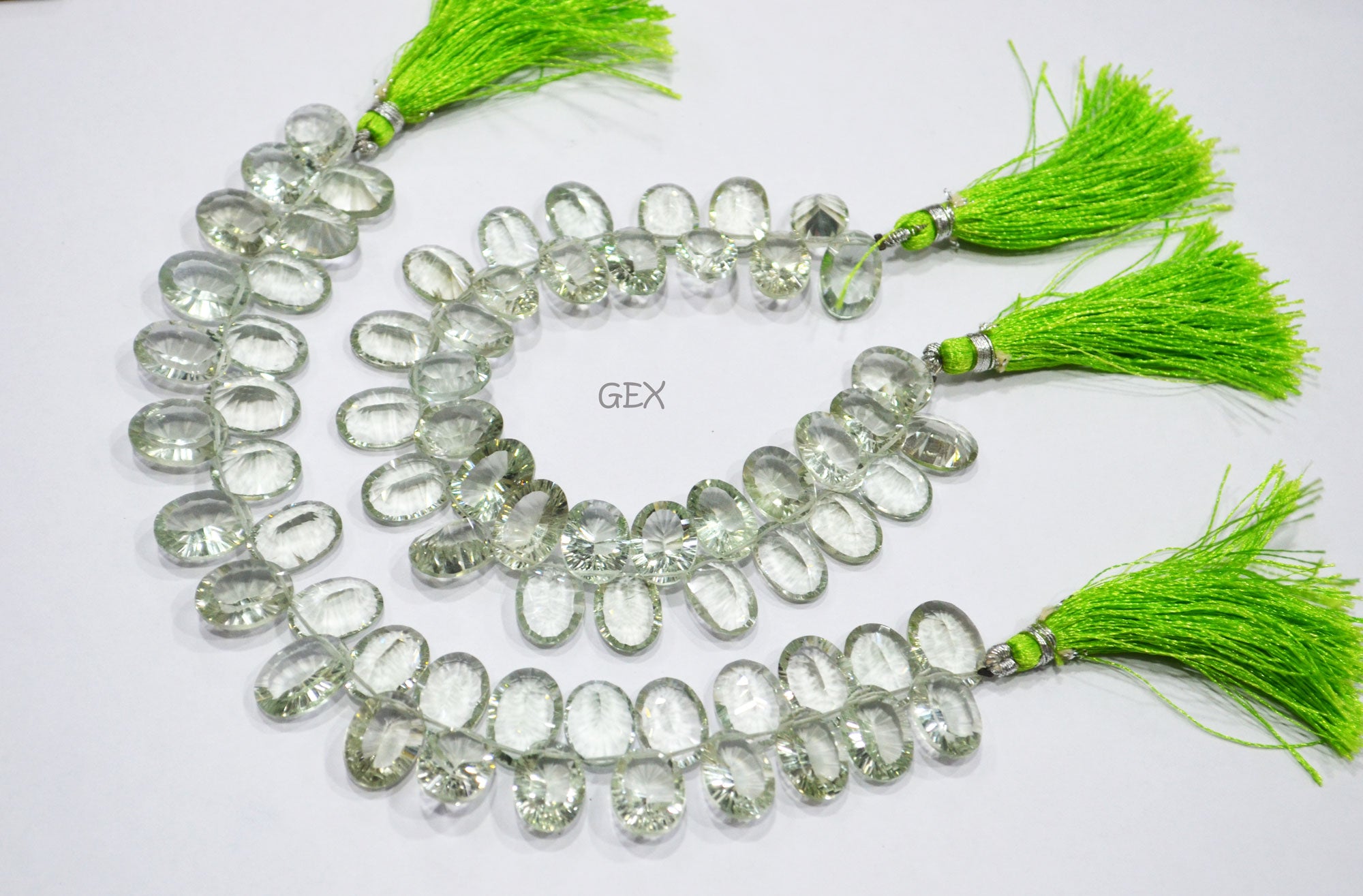 Green Amethyst Concave Cut Oval Shape Beads , Sold By Strand , 9x13 - 10x14 mm , 7.50 Inches , BL-2713