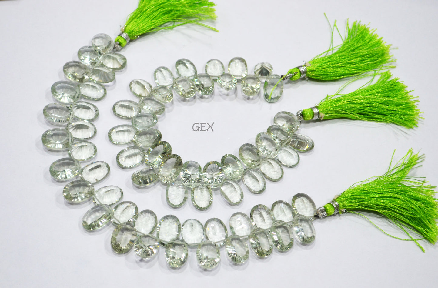 Green Amethyst Concave Cut Oval Shape Beads , Sold By Strand , 9x13 - 10x14 mm , 7.50 Inches , BL-2713