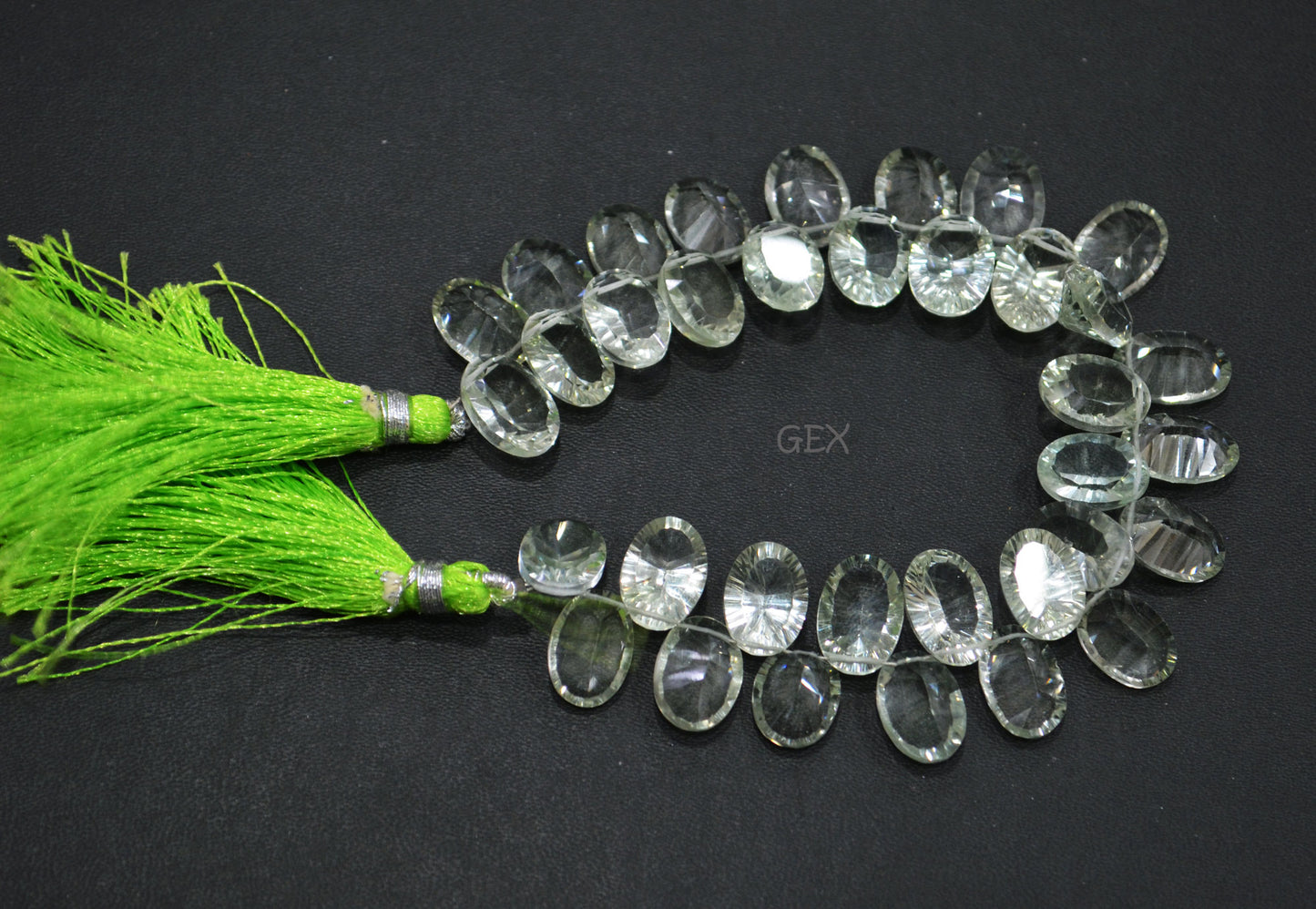 Green Amethyst Concave Cut Oval Shape Beads , Sold By Strand , 9x13 - 10x14 mm , 7.50 Inches , BL-2713