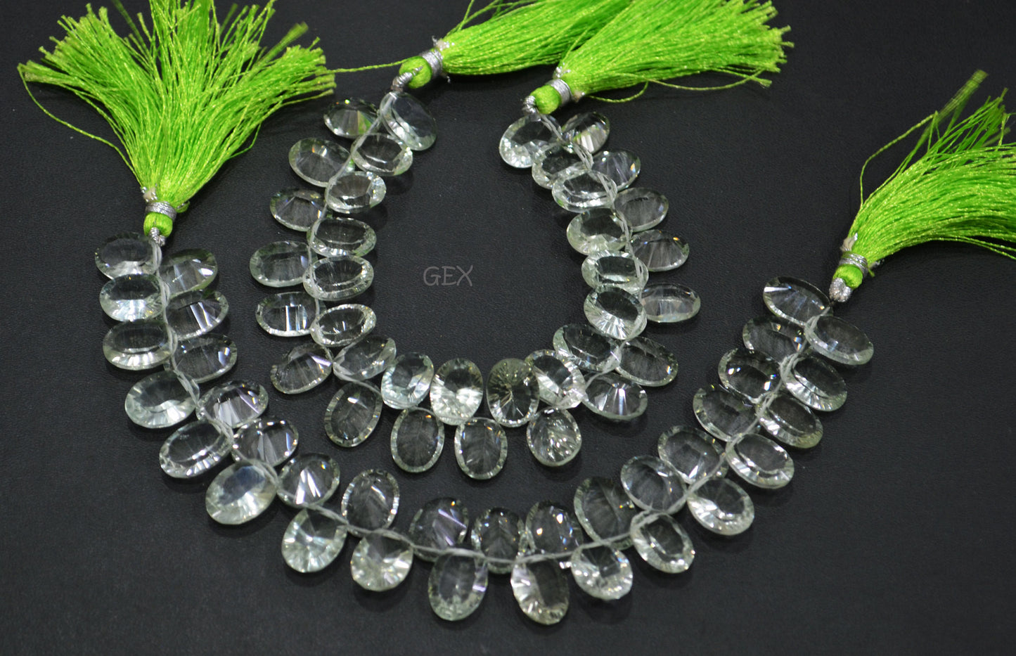 Green Amethyst Concave Cut Oval Shape Beads , Sold By Strand , 9x13 - 10x14 mm , 7.50 Inches , BL-2713