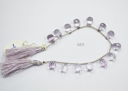Pink Amethyst Faceted Tear Drops Shape Beads , 9x13 mm , 7 Inches , BL-2716