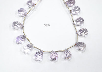 Pink Amethyst Faceted Tear Drops Shape Beads , 9x13 mm , 7 Inches , BL-2716