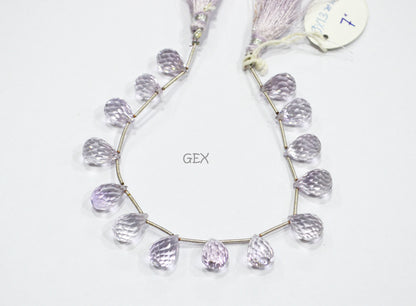 Pink Amethyst Faceted Tear Drops Shape Beads , 9x13 mm , 7 Inches , BL-2716