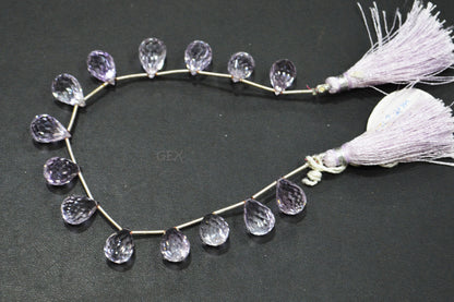 Pink Amethyst Faceted Tear Drops Shape Beads , 9x13 mm , 7 Inches , BL-2716