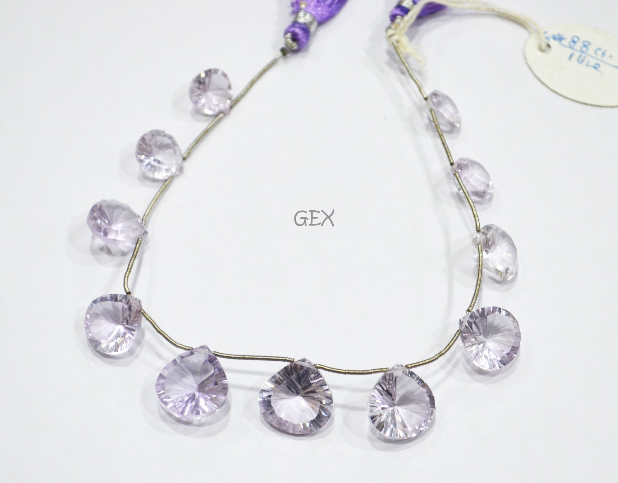 Pink Amethyst Concave Cut Heart Shape Beads , 10x10 - 15.50x15.50 mm , 8 Inches , BL-2719