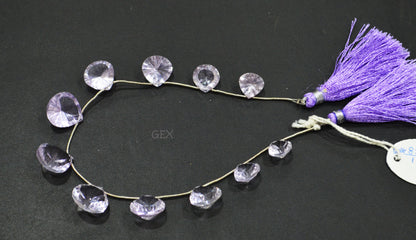 Pink Amethyst Concave Cut Heart Shape Beads , 10x10 - 15.50x15.50 mm , 8 Inches , BL-2719