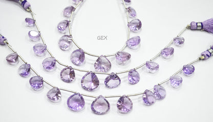 Pink Amethyst Concave Cut Heart Shape Beads , 9x9 - 14x14 mm , 7 Inches , BL-2721