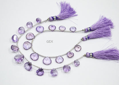 Pink Amethyst Concave Cut Heart Shape Beads , 9x9 - 14x14 mm , 7 Inches , BL-2721