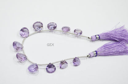 Pink Amethyst Concave Cut Heart Shape Beads , 9x9 - 14x14 mm , 7 Inches , BL-2721