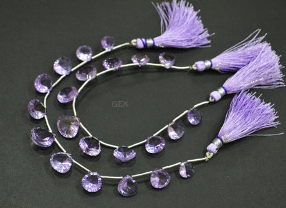 Pink Amethyst Concave Cut Heart Shape Beads , 9x9 - 14x14 mm , 7 Inches , BL-2721