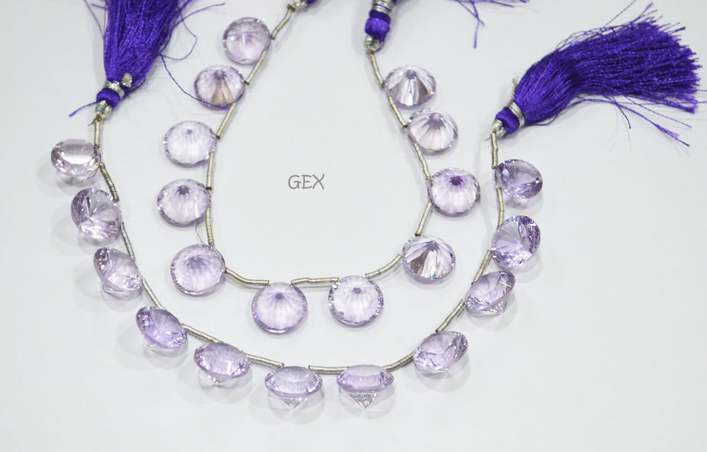 Pink Amethyst Concave Cut Coin Shape Beads , 12 - 13 mm , 6.50 Inches , BL-2722