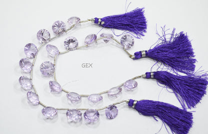 Pink Amethyst Concave Cut Coin Shape Beads , 12 - 13 mm , 6.50 Inches , BL-2722