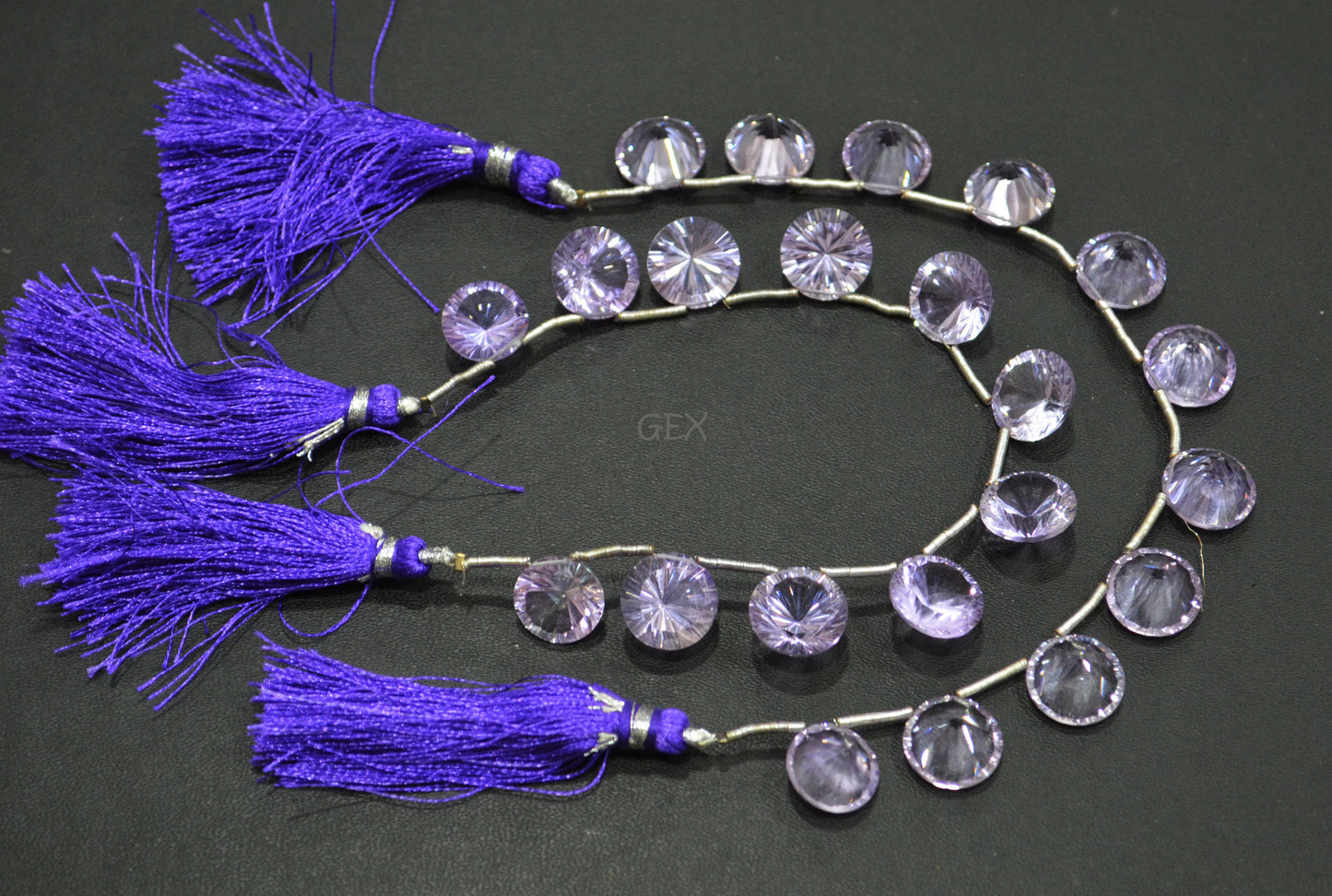 Pink Amethyst Concave Cut Coin Shape Beads , 12 - 13 mm , 6.50 Inches , BL-2722