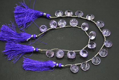 Pink Amethyst Concave Cut Coin Shape Beads , 12 - 13 mm , 6.50 Inches , BL-2722
