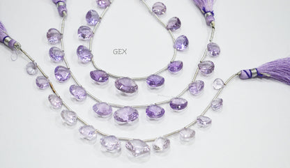 Pink Amethyst Concave Cut Heart Shape Beads , 8x8 - 16x16 mm , 6.50 Inches , BL-2723