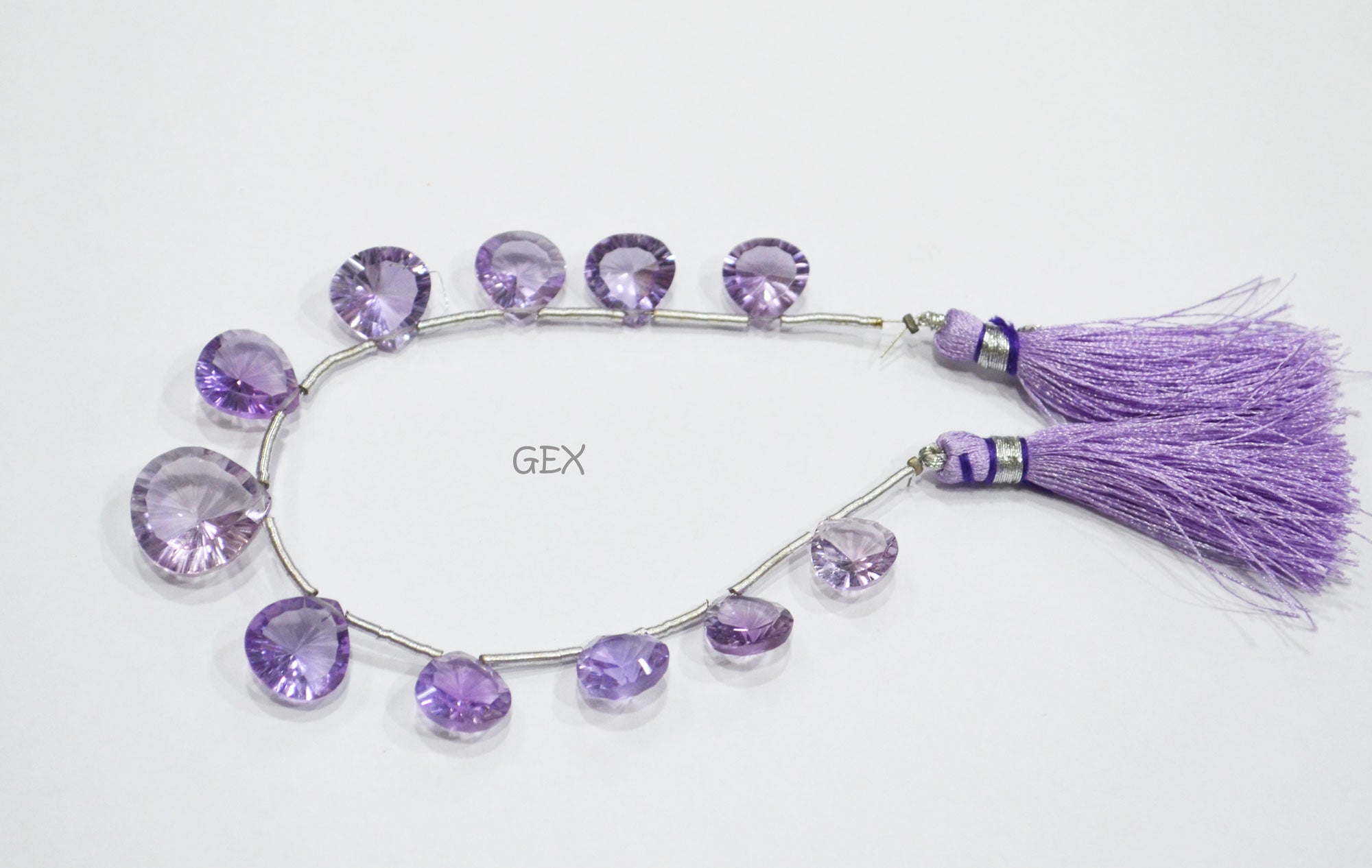 Pink Amethyst Concave Cut Heart Shape Beads , 8x8 - 16x16 mm , 6.50 Inches , BL-2723