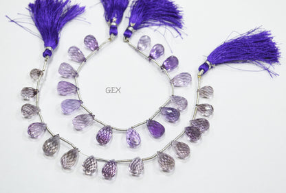 Pink Amethyst Faceted Tear Drops Shape Beads , 8x11 - 11x18 mm , 7.50 Inches , BL-2724