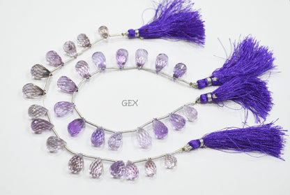 Pink Amethyst Faceted Tear Drops Shape Beads , 8x11 - 11x18 mm , 7.50 Inches , BL-2724