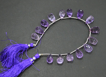 Pink Amethyst Faceted Tear Drops Shape Beads , 8x11 - 11x18 mm , 7.50 Inches , BL-2724