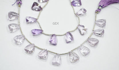 Pink Amethyst Concave Cut Nail Shape Beads , 12x16 mm , 7 Inches , BL-2727