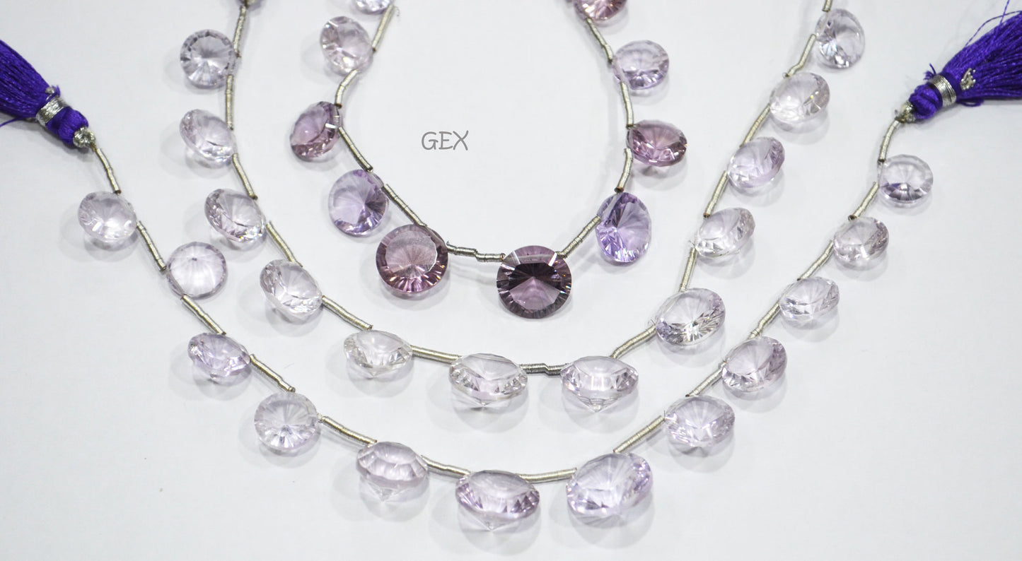 Pink Amethyst Concave Cut Coin Shape Beads , 10 - 14.50 mm , 7.50 Inches , BL-2728