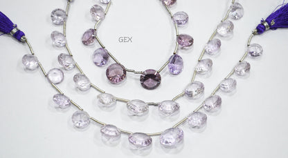 Pink Amethyst Concave Cut Coin Shape Beads , 10 - 14.50 mm , 7.50 Inches , BL-2728