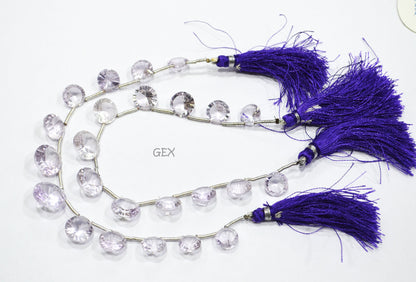 Pink Amethyst Concave Cut Coin Shape Beads , 10 - 14.50 mm , 7.50 Inches , BL-2728