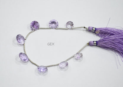 Pink Amethyst Concave Cut Coin Shape Beads , 10 - 14.50 mm , 7.50 Inches , BL-2728