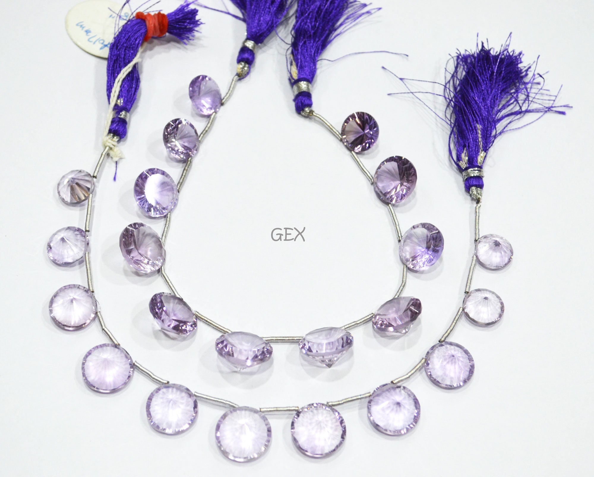 Pink Amethyst Concave Cut Coin Shape Beads , 8 - 17 mm , 8 Inches , BL-2729