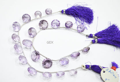 Pink Amethyst Concave Cut Coin Shape Beads , 8 - 17 mm , 8 Inches , BL-2729