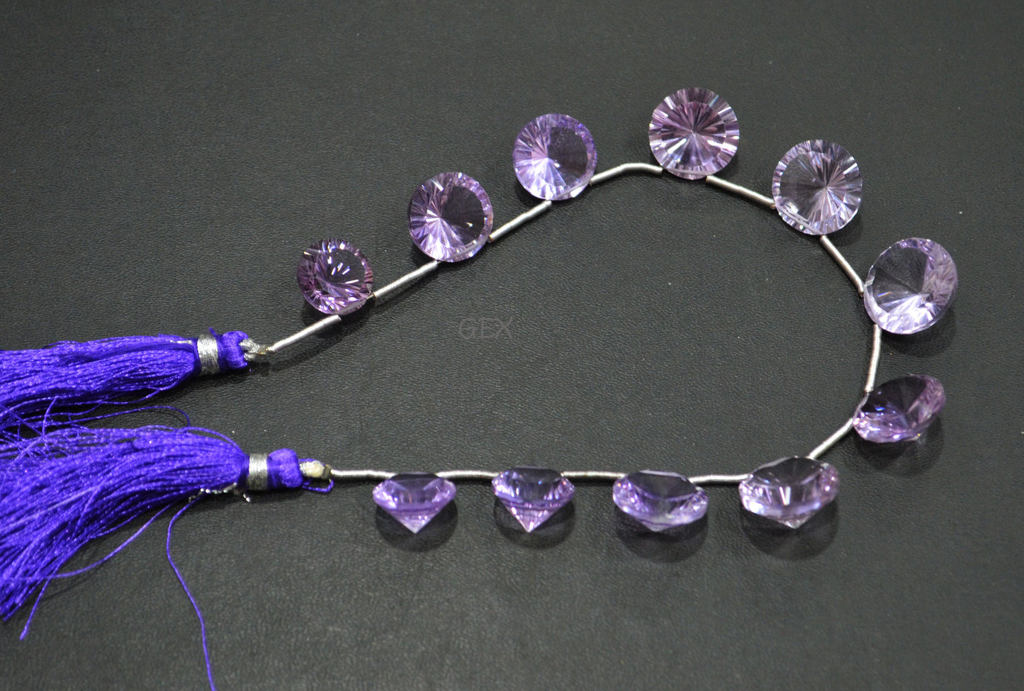 Pink Amethyst Concave Cut Coin Shape Beads , 8 - 17 mm , 8 Inches , BL-2729