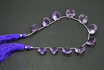 Pink Amethyst Concave Cut Coin Shape Beads , 8 - 17 mm , 8 Inches , BL-2729