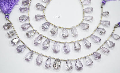 Pink Amethyst Concave Cut Pear Shape Beads , 7x10 - 10x16 mm , 7 Inches , BL-2730