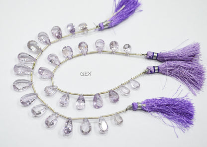 Pink Amethyst Concave Cut Pear Shape Beads , 7x10 - 10x16 mm , 7 Inches , BL-2730