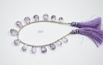 Pink Amethyst Concave Cut Pear Shape Beads , 7x10 - 10x16 mm , 7 Inches , BL-2730