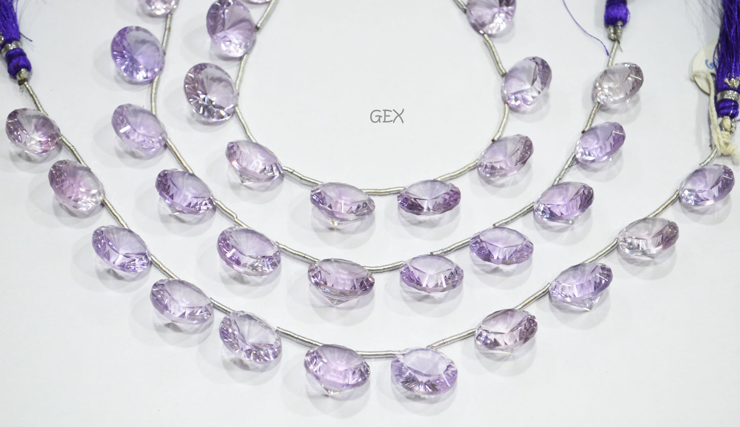Pink Amethyst Concave Cut Coin Shape Beads , 14 - 16.50 mm , 8.50 Inches , BL-2731