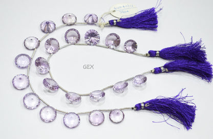 Pink Amethyst Concave Cut Coin Shape Beads , 14 - 16.50 mm , 8.50 Inches , BL-2731